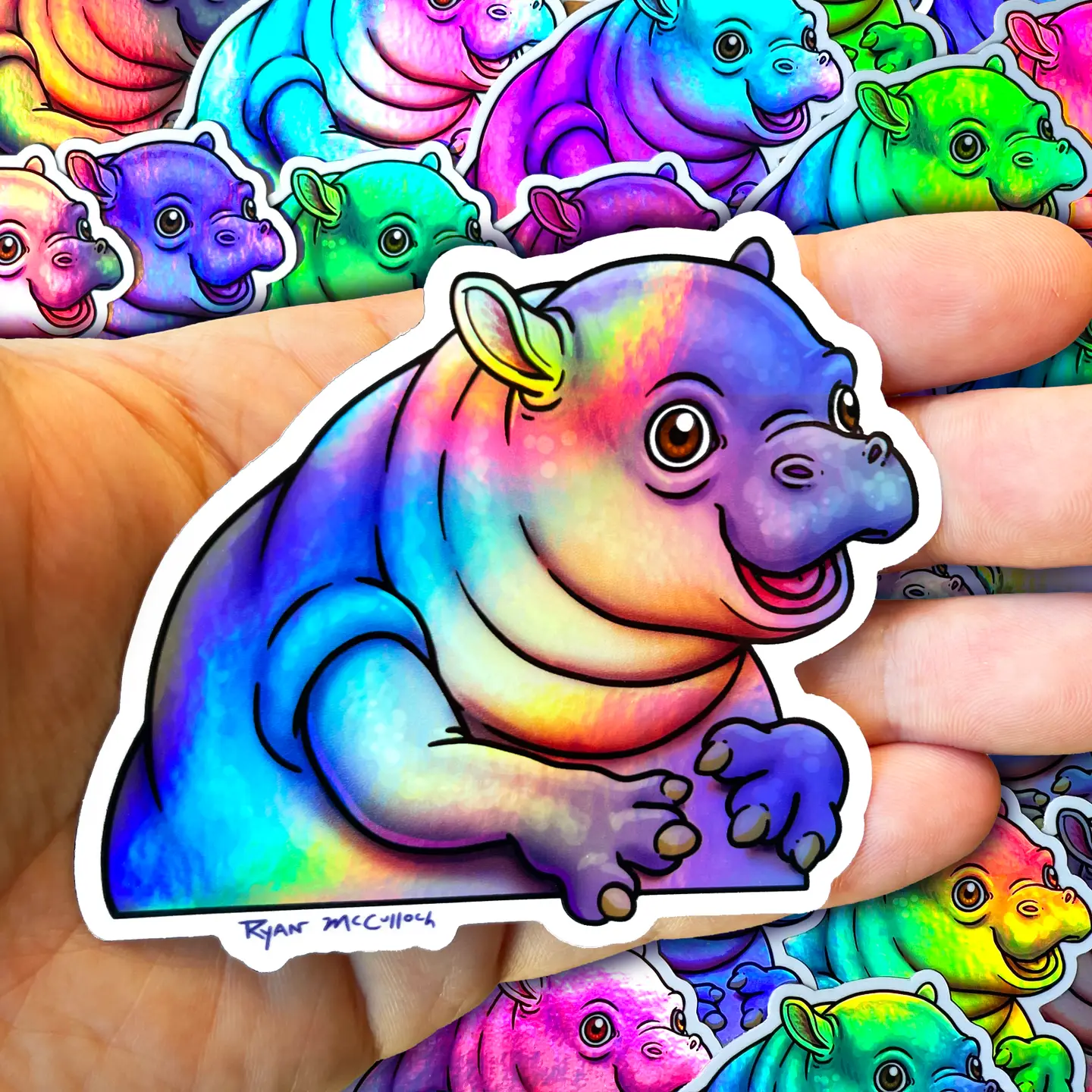 Moo Deng Holo Sticker
