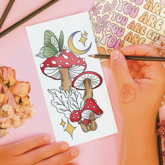 Moonlit Mushrooms Temporary Tattoo