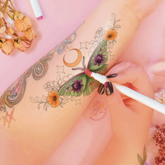 Moon Moth Temporary Tattoo
