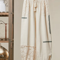 Lace Accents Patchwork Joggers