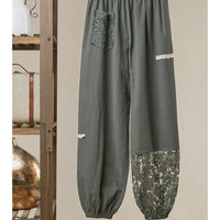 Lace Accents Patchwork Crochet Jogger Pants