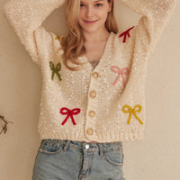 Ribbon Button Down Cardigan