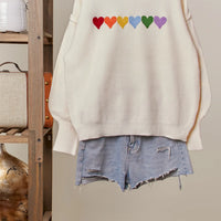 Rainbow Heart Shaped Patch Sweater