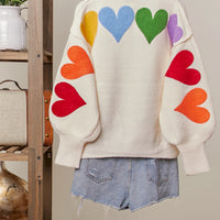 Rainbow Heart Shaped Patch Sweater