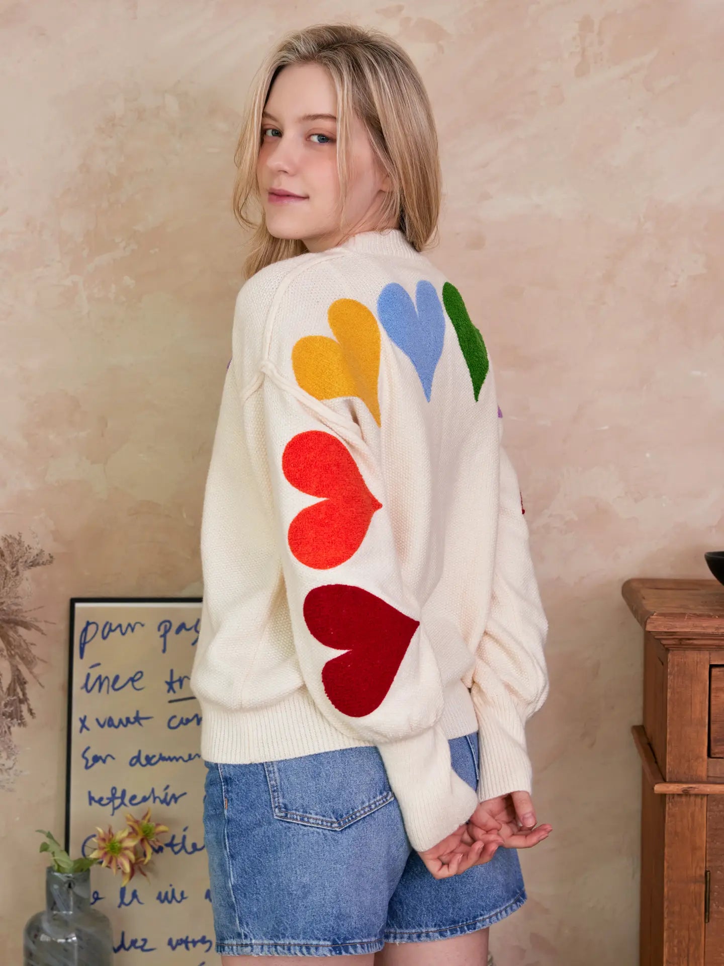 Rainbow Heart Shaped Patch Sweater