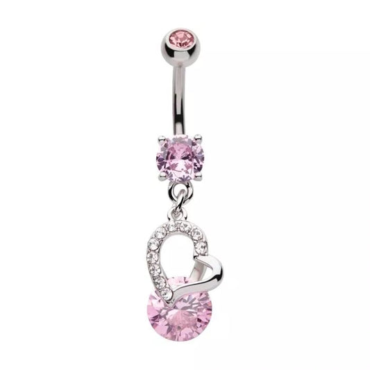 Nombril pendant avec cœur à pierres multiples