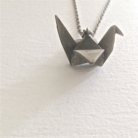Vintage Paper Crane Necklace