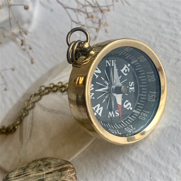True North Brass Compass Pendant.