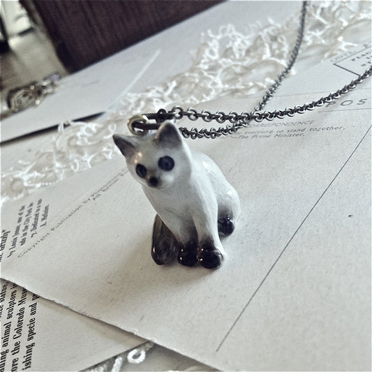 Akela Porcelain Kitten Pendant Necklace