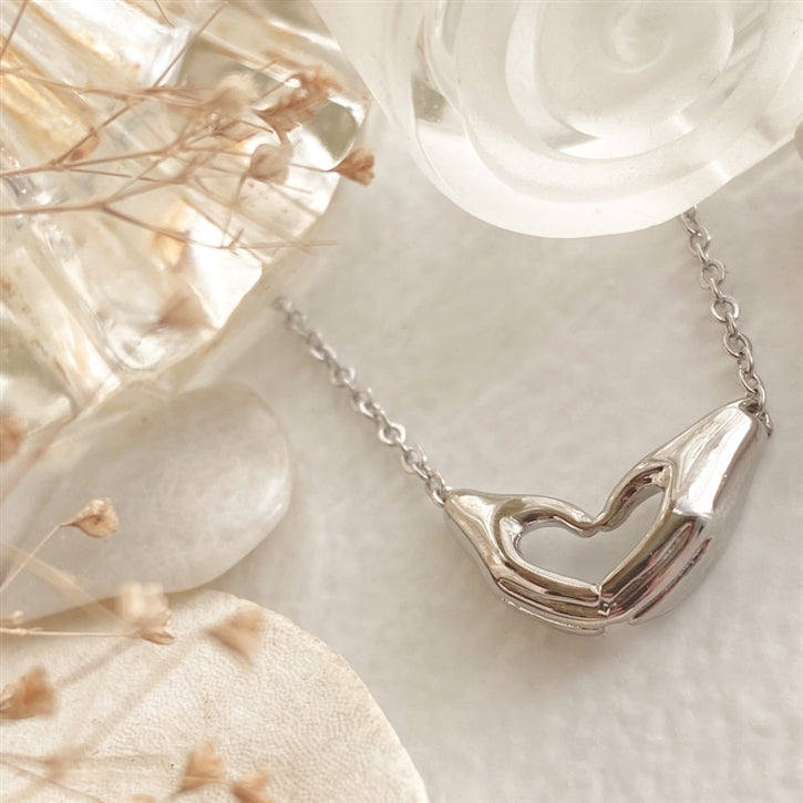 Love Hands Silver Pendant Necklace