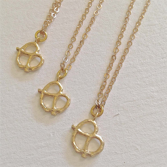 Salty Tiny Pretzel Pendant Necklace.
