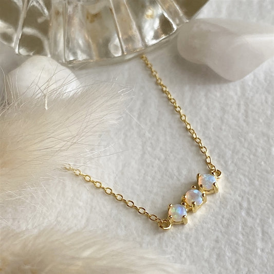 Three Sisters Triple Fire Opal Necklace