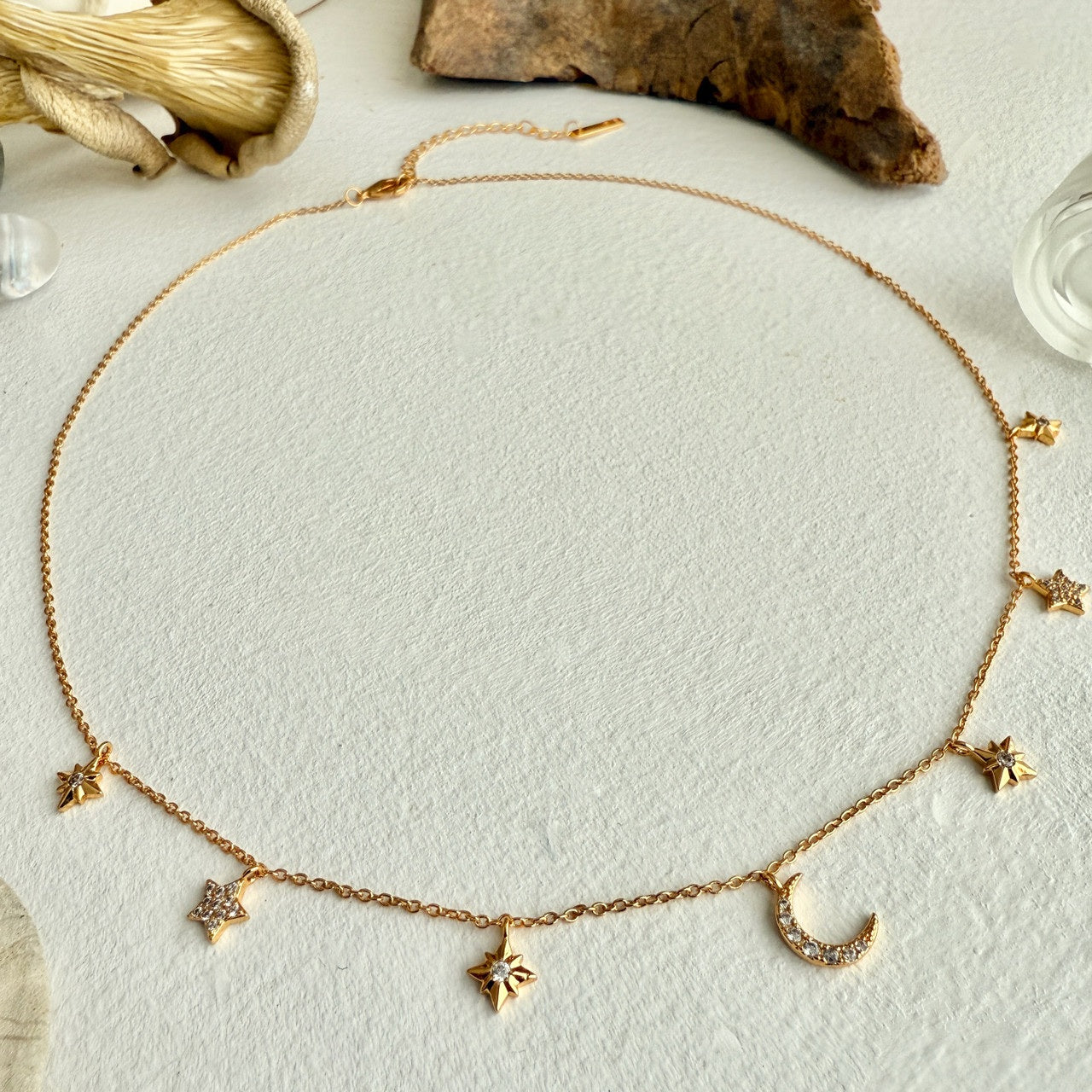 Andromeda Stars & Moon Charm Necklace In Gold