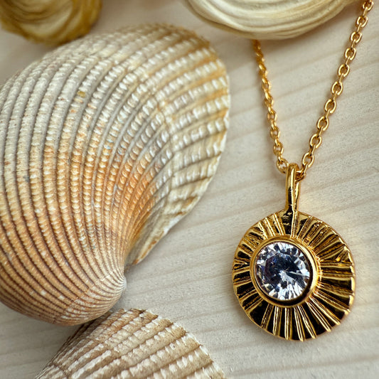 June / Alexandrite Damara Birthstone Charm Necklace