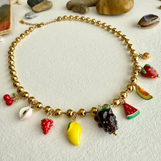 Fruit Punch Charm Necklace In Gold
