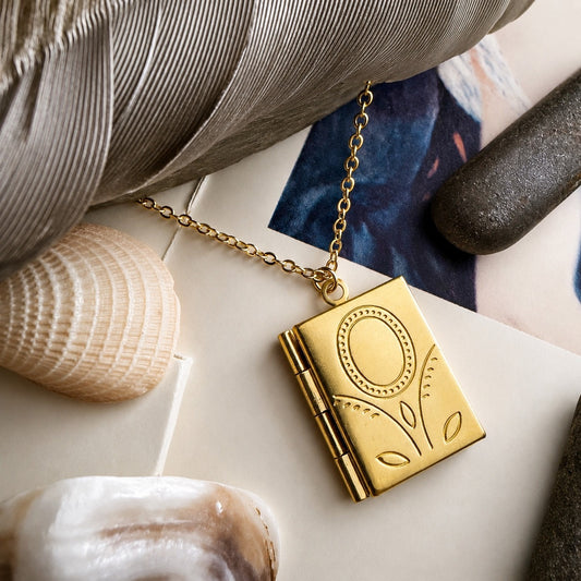 Bronte Vintage Book Locket Charm Necklace