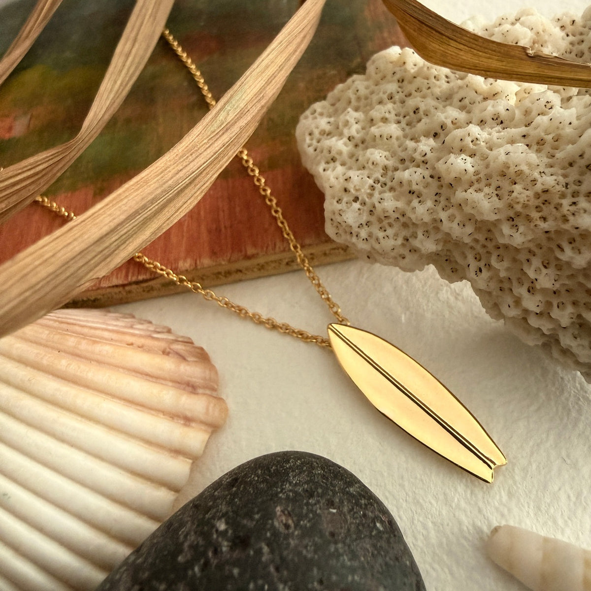 Fishtail Surfboard Charm Necklace