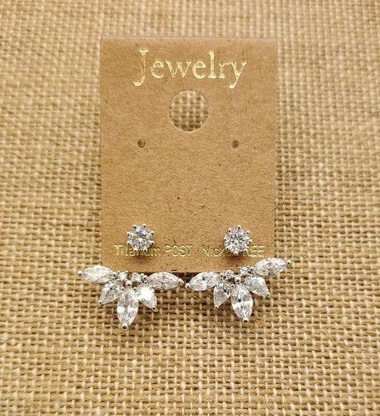 5 Marquise Cz Ear Jacket Silver w/ Clear CZ