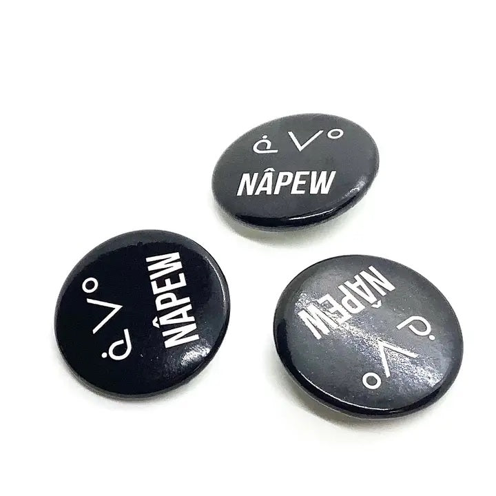 NAPEW Two Spirit and Cree Pronoun Pins