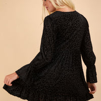 Leopard Velvet Ruffle Mini Dress