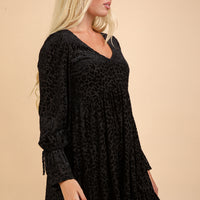 Leopard Velvet Ruffle Mini Dress