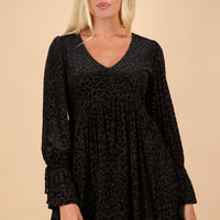 Leopard Velvet Ruffle Mini Dress