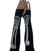 Skeleton Bone Fingerless Gloves
