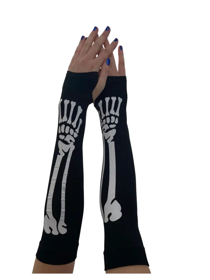 Skeleton Bone Fingerless Gloves
