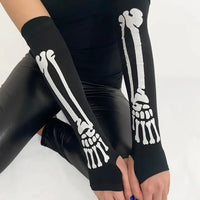 Skeleton Bone Fingerless Gloves