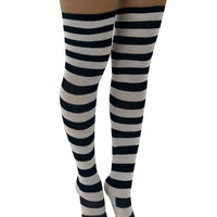 Over Knee Striped Socks with Paw Print