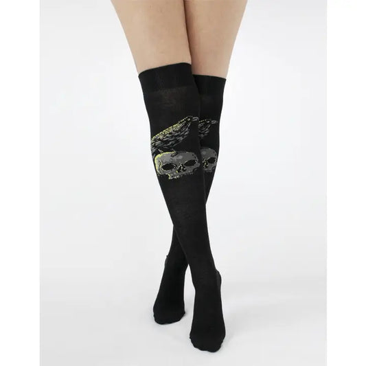 Raven Skull Over the Knee Sock