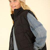 Solid Puffer Vest Plus Size
