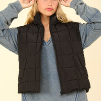 Solid Puffer Vest Plus Size