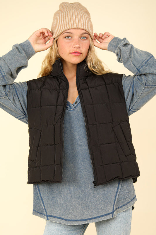 Solid Puffer Vest Plus Size