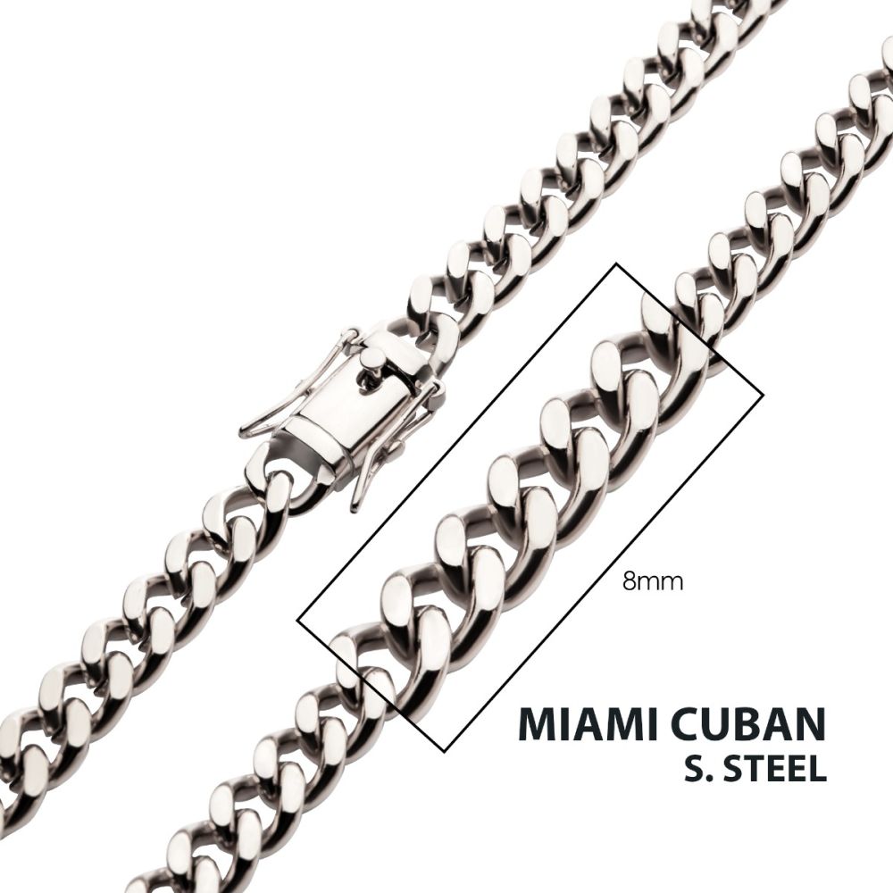8mm Steel Miami Cuban Chain 26"