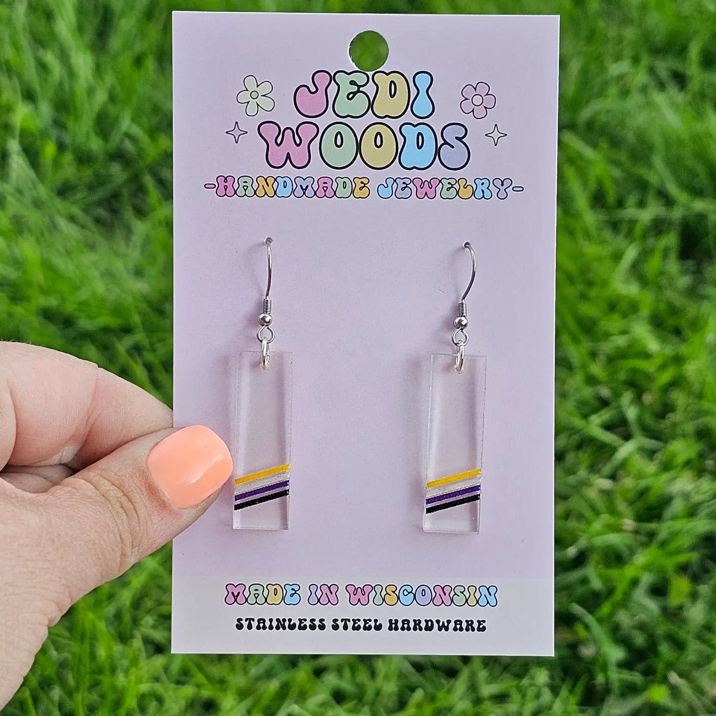 Non-Binary Acrylic Pride Flag Earrings