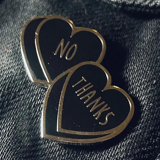 Enamel Pin - No Thanks Candy Heart Black Silver