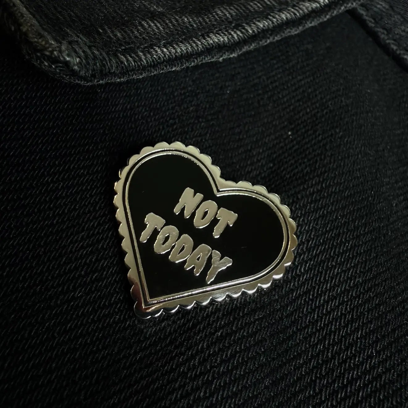 Enamel Pin - Not Today Heart Black Silver