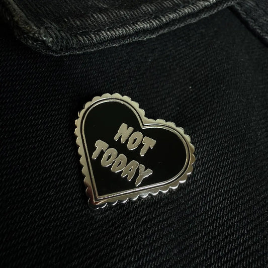 Enamel Pin - Not Today Heart Black Silver