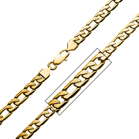 Gold IP Speckled Figaro Chain 7mm 24In