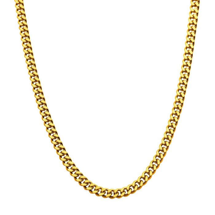 18K Gold Diamond Cut Curb Chain Necklace 24"