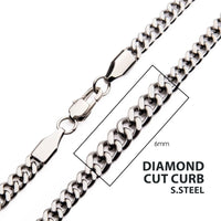 Steel Diamond Cut Curb Chain 6mm 2