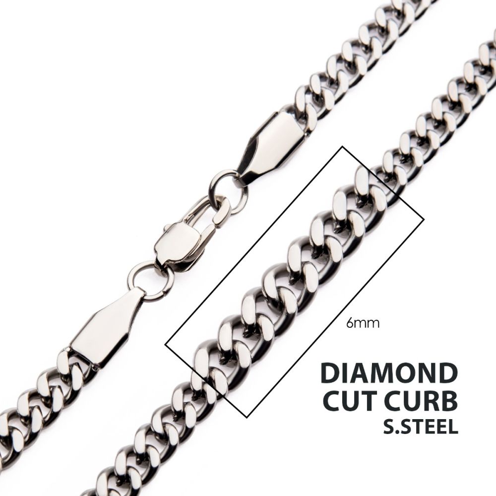 Steel Diamond Cut Curb Chain 6mm 2