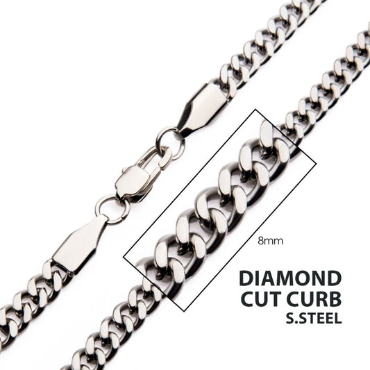 Steel Diamond Cut Curb Chain 8mm 2