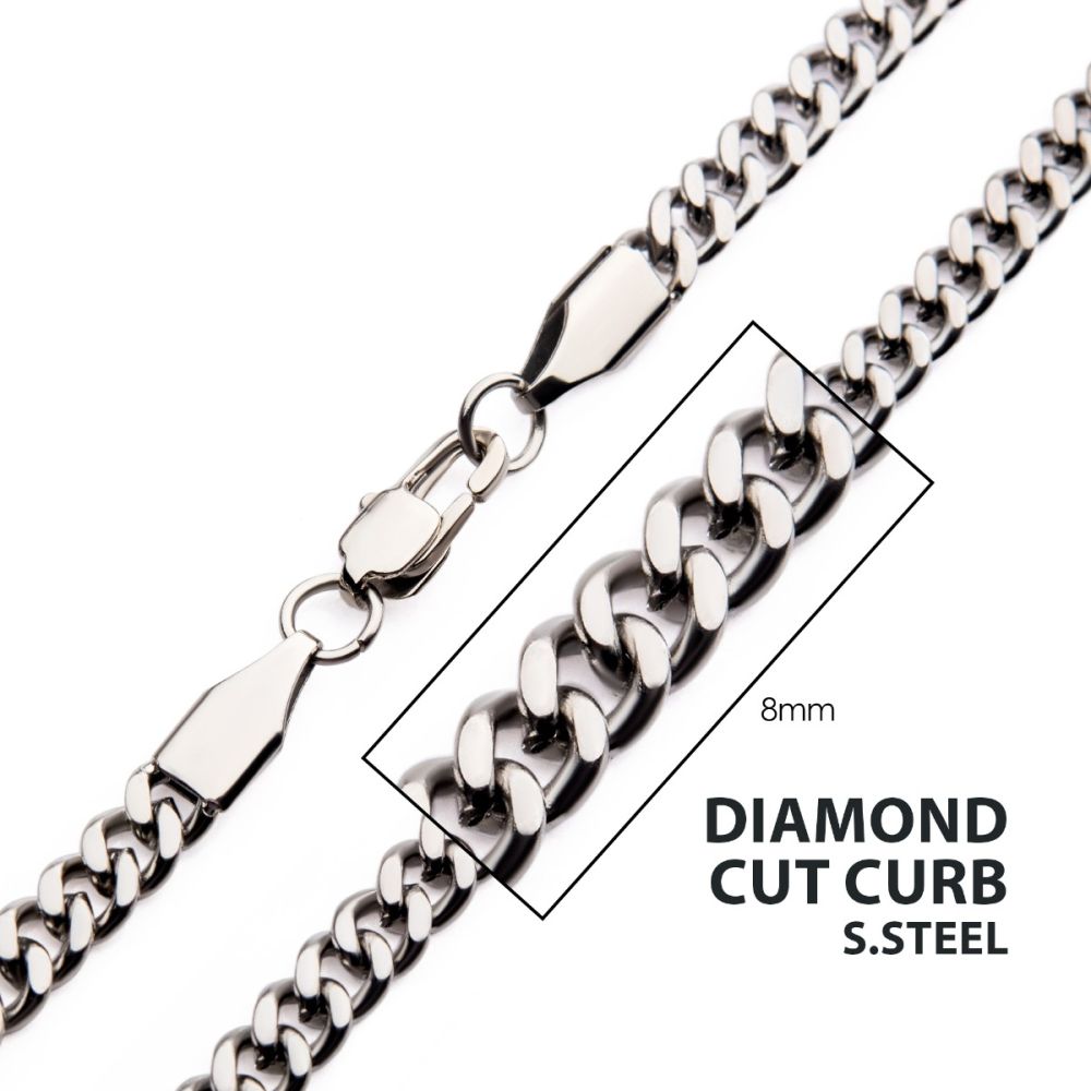 Steel Diamond Cut Curb Chain 8mm 2
