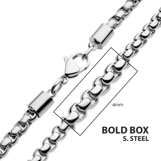 Steel Bold Box Chain 4mm x 20In