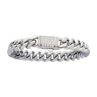 10mm Steel Chain Bracelet With CNC Precision Set CZ 8