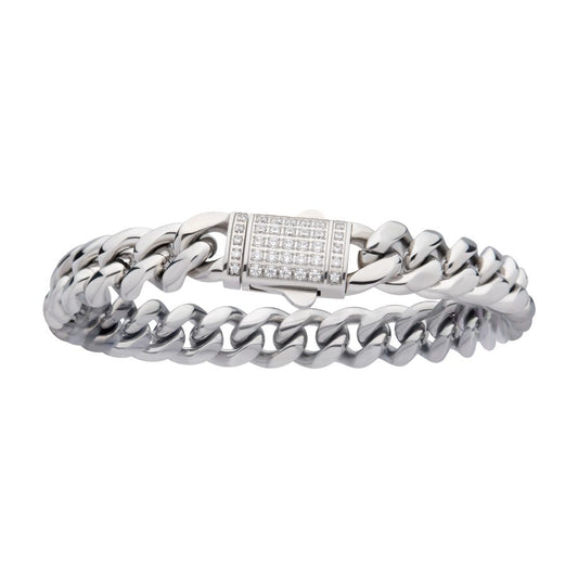 10mm Steel Chain Bracelet With CNC Precision Set CZ 8