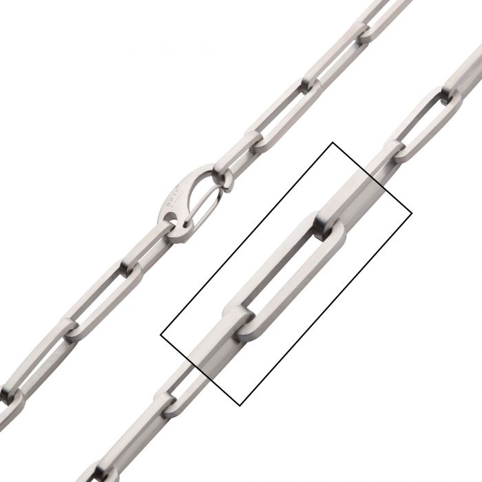 MATTE STEEL PAPERCLIP LINK CHAIN 22"