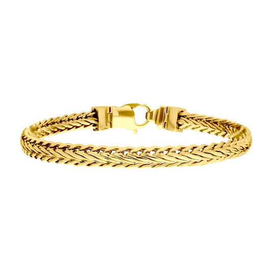 18Kt Gold IP Double Diamond Cut Spiga Bracelet 8"